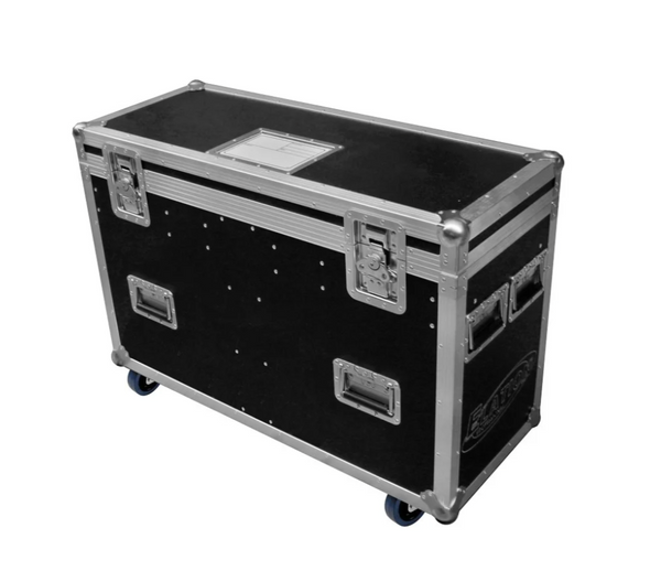 6-pack road case for Fuze Par Z120IP/Fuze Par Z175 with clamps attached and barn doors