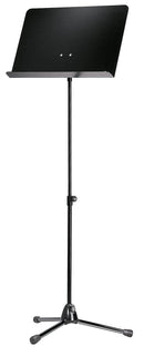 K&M 11920 Orchestra Music Stand, Black, 2-Piece Folding Design, Non-Scratching Locking Screw, Height 680-1,210 mm, Steel Stand, Aluminum Desk