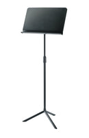 K&M 11925 Orchestra Music Stand, Black, 2-Piece Folding Design, Height 750-1,280 mm, Stackable, Steel Stand, Plastic Desk