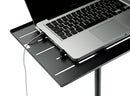 K&M 12185 Laptop Stand Clamping Option, Black, 2-Piece Folding Design, Height 700-1,250 mm, Max Load 10 kg, 4 Adjustable Clamping Bolts with Rubber Caps Included, Steel