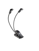 K&M 12243 Music Stand Light Double LED FlexLight, Black, Batteries Included, Plastic