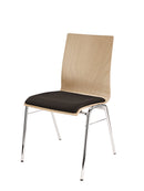 K&M 13410 Stacking Chair, Natural, Height 470 mm, Up to 10 Chairs Can Be Stacked, Seat Cushion Upholstered with Durable Fabric, Frame of Tubular Steel, Seat Shell Plywood