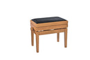 K&M 13957 Piano Bench with Sheet Music Storage, Matte Natural/Blk Lrthrette, Dual Crossbar, Height 515-605 mm, Leveling Feet Ensure a Wobble-Free and Secure Stand, Wood