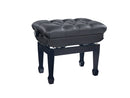 K&M 13968 Hydraulic Piano Bench Pneumatic Height Adjustment, Gloss Black/Leather, Pneumatic Spring, Height 490-590 mm, Quilted Seat Cushion, Leveling Feet Ensure a Wobble-Free and Secure Stand, Wood