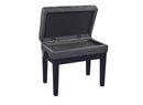 K&M 13986 Piano Bench with Sheet Music Storage Deluxe, Gloss Black/ Leatherette, Dual Crossbar, Height 515-605 mm, Quilted Seat Cushion, Leveling Feet Ensure a Wobble-Free and Secure Stand, Wood