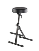 K&M 14061 Pneumatic Stool, Black Leatherette, 2-Piece Folding Design, Spring-Loaded Clamping Knob, Height 645-930 mm, Seat Can Be Adjusted in Height and Angle