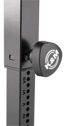 K&M 14086 Piano Bench, Black Fabric, Spring-Loaded Clamping Knobs, Height 430-650 mm, With Engraved Height Scale, Steel