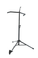 K&M 141 Double Bass Stand, Black, 2-Piece Folding Design, Height 620-1,120 mm, Bow Holder Included, Steel