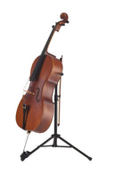 K&M 141/1 Cello Stand, Black, 2-Piece Folding Design, Height 620-1,120 mm, Bow Holder Included, Steel