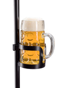 K&M 16026 Universal Drink Holder XL, Black, Ideal for Holding Mugs, Beer Mugs and Large Bottles, Steel