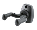 K&M 16250 Guitar Wall Mount, Black, 80 x 60 x 116 mm, Additional Guard Cams Prevent Guitar from Turning, Automatic Back Release Mechanism, Plastic, Steel