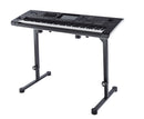 K&M 18810 Table-Style Keyboard Stand Omega, Black, Keyboard Table, Spring-Loaded Clamping Knobs, Height 600-1,020 mm, Max Load 80 kg, Levelling End Cap to Stabilize the Stand on Uneven Surfaces