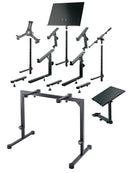 K&M 18810 Table-Style Keyboard Stand Omega, Black, Keyboard Table, Spring-Loaded Clamping Knobs, Height 600-1,020 mm, Max Load 80 kg, Levelling End Cap to Stabilize the Stand on Uneven Surfaces