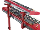 K&M 18811 Stacker, Red, Spring-Loaded Clamping Knobs, Height 262-375 mm, Max Load 25 kg, To Hold an Additional Keyboard, Laptop or Midi Controller, Steel