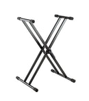 K&M 18997 Keyboard Stand Aluminum, Black, Double-Braced X-Stand, Height 594-946 mm, Max Load 50 kg, Extremely Lightweight