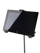 K&M 19790 Tablet PC Stand Holder, Black, Height 128-232 mm, To Be Screwed on to 3/8" Threaded Bolts, Freely Rotates 90°, Plastic