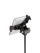 K&M 19795 Tablet PC Stand Holder, Black, Height 102-189 mm, To Be Screwed on to 3/8" Threaded Bolts, Freely Rotates 90°, Plastic