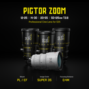 DZOFILM Pictor Zoom 3-lens kit with case (14-30/20-55/50-125 T2.8)(Black), Super35 Parfocal Zoom, Interchangeable PL and EF Mount, 16-Blade Iris, M86 Front Filter