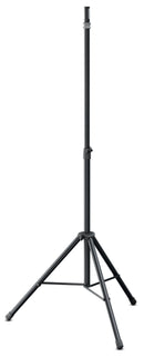K&M 21439 Speaker Stand Easy Lock, Black, 2-Piece Folding Design, Locking Screw and Safety Hook, Height 1,417-2,117 mm, Integrated Shock Absorber, Patented Expanding Mandrel System Easy Lock, Steel