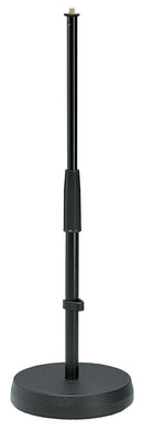 K&M 233 Table- /Floor Microphone Stand, Black, 2-Piece Folding Design, Clutch, Height 355-580 mm, Anti-Vibration Rubber Insert for Noise Filtration, Steel