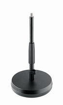 K&M 23325 Table- /Floor Microphone Stand, Black, 2-Piece Folding Design, Clutch, Height 230-360 mm, Anti-Vibration Rubber Insert for Noise Filtration, Steel