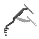 K&M 23876 Laptop Mount, Black, Pneumatic Spring, Max Load 9 kg, Laptop Size ~10"-17", Freely Rotates 360°, Monitor Mount Aluminum, Laptop Rest Steel