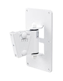 K&M 24481 Speaker Wall Mount, White, Max Load 25 kg, Easy Mounting by Convenient Hooking in and Screw Locking, Swivelling and Tiltable, Steel