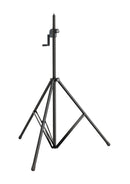 K&M 24615 Lighting/Speaker Stand, Black, 2-Piece Folding Design, Hand Crank with Push-Button System and Locking Screw, Height 1,755-3,000 mm, Steel Extension Tube, Aluminum