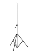 K&M 24615 Lighting/Speaker Stand, Black, 2-Piece Folding Design, Hand Crank with Push-Button System and Locking Screw, Height 1,755-3,000 mm, Steel Extension Tube, Aluminum