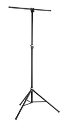 K&M 24620 Lighting Stand, Black, 2-Piece Folding Design, Clamping Lever and Safety Pin, Height 1,750-3,000 mm, Lightweight Stand, Aluminum Crossbar Included, Aluminum