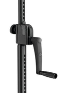K&M 24740 Wind-Up Stand 4000, Black, 3-Piece Folding Design, Hand Crank with Push-Button System and Locking Screw, Height 1,715-4,000 mm, Steel Extension Tubes, Aluminum