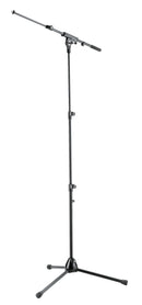 K&M 252 Microphone Stand, Black, 3-Piece Folding Design, Non-Scratching Locking Screws, Height 620-1,470 mm, Zinc Die-Cast Base, Folds Very Small, Steel