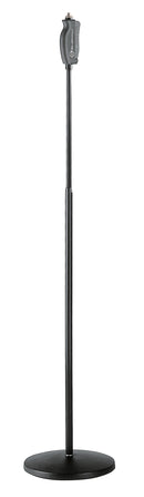 K&M 26085 One Hand Microphone Stand, Black, 2-Piece Folding Design, Soft-Touch One-Hand Clutch, Height 1,060-1,790 mm, Anti-Vibration Rubber Insert for Noise Filtration