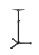 K&M 26720 Monitor Stand, Black, 2-Piece Folding Design, Locking Screw and Safety Hook, Height 677-1,132 mm, Internal Cable Routing Possible, Support Plate with Rubber Bumps, Steel