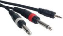 Accu-Cable MP4-15, 15 ft 1/8" to Dual 1/4"