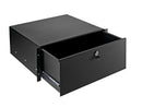 K&M 49124 Rackmount Storage, Black, With Keylock, Heavy-Duty Slides, Steel
