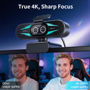 EMEET SmartCam C60E 4K Dual, Wide-Angle and Telephoto Dual-Lens 4K Webcam with 11x Hybrid Zoom, PDAF Autofocus, 3-Color RGB Ring Light and Multi-Function Remote Control for Streaming and Meetings
