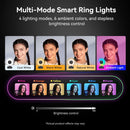 EMEET SmartCam S600L, 4K StreamCam with 1/2" CMOS Sensor, Built-In RGB Ring Light with Cold, Warm and Mixed Modes, 1080p 60fps, 0.2s PDAF Autofocus and Built-In Privacy Cover