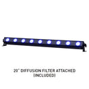 ADJ UBL9H, 1 Meter Linear Lime Infused Bar, 9 x 20 Watt HEX LED's, RGBAL Plus UV 17 Degree Beam Angle, High CRI of 90, Includes 20 Degree Diffusion Lens