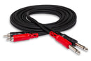 HOSA - Stereo Interconnect, Dual 1/4 in TS to Dual RCA, 3 m