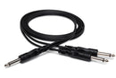 HOSA - Y Cable, 1/4 in TS to Dual 1/4 in TS, 5 ft