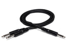 HOSA - Y Cable, 1/4 in TRS to Dual 1/4 in TRS, 5 ft