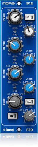 Midas PARAMETRIC EQUALISER 512 V2 500 Series 4-Band Fully Parametric Equaliser Based on Midas HERITAGE 3000