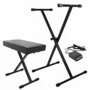 On-Stage KPK6520-CB, Keyboard Stand and Bench Pack with Keyboard Sustain Pedal, Bolted Stand Construction Provides Durability for Reliable Performance, Stand Height Adjusts to a Comfortable Level for Playing While Sitting