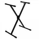 On-Stage KS7290, ERGO-LOK Single-X Keyboard Stand with Welded Construction, Height Adjustment 27" - 38", 275 lbs. Weight Capacity, 12" - 32" Base Spread, Welded Metal Construction, Black