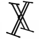 On-Stage KS7291, ERGO-LOK Double-X Keyboard Stand with Welded Construction, Height Adjustment 27" - 38", 320 lbs. Weight Capacity, 12" - 32" Base Spread, Welded Metal Construction, Black