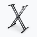 On-Stage KS7291, ERGO-LOK Double-X Keyboard Stand with Welded Construction, Height Adjustment 27" - 38", 320 lbs. Weight Capacity, 12" - 32" Base Spread, Welded Metal Construction, Black