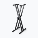 On-Stage KS7291, ERGO-LOK Double-X Keyboard Stand with Welded Construction, Height Adjustment 27" - 38", 320 lbs. Weight Capacity, 12" - 32" Base Spread, Welded Metal Construction, Black