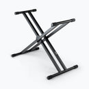 On-Stage KS7291, ERGO-LOK Double-X Keyboard Stand with Welded Construction, Height Adjustment 27" - 38", 320 lbs. Weight Capacity, 12" - 32" Base Spread, Welded Metal Construction, Black