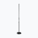 On-Stage MS7201QTR, Quarter-Turn Round-Base Mic Stand, Height 34"-60", Black